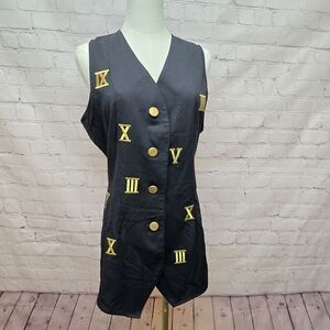 Stylish Black Vest with Gold Accents